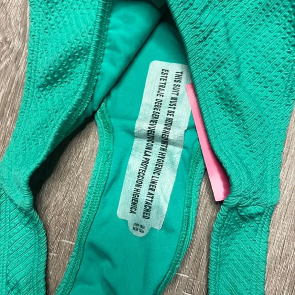 NWT Xhilaration Juniors Green High Leg Bikini Bottom Size Large - Picture 3 of 4